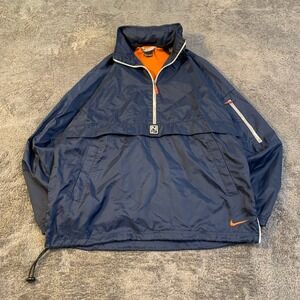 Nike Mens Vintage Y2K Half Zip Windbreaker Navy Blue Mesh Lined Pullover Small